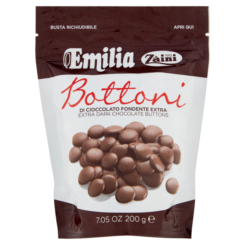 ZÀINI EMILIA EXTRA DARK CHOCOLATE BUTTONS 200 G