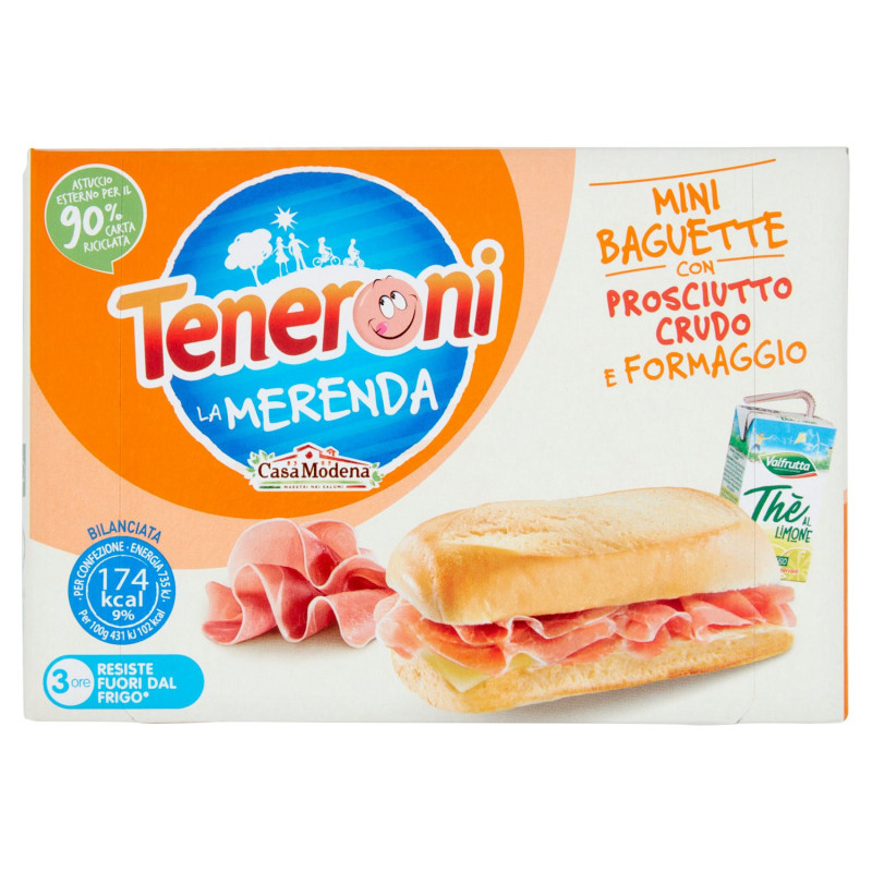 CASA MODENA TENERONI LA MERENDA MINI BAGUETTE CON PROSCIUTTO CRUDO E FORMAGGIO 170 G