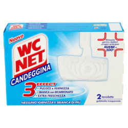 Wc Net - Tavoletta Candeggina 3 Effect, Tavoletta Solida per WC, Azione Pulente e Sbiancante, 2 pz