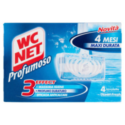 WC NET - TABLETA AROMÁTICA DE 3 EFECTOS, LIMPIADOR DE WC SÓLIDO DESINFECTANTE, OCEAN FRESH, 4 PIEZAS