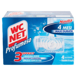 WC NET - 3 EFFECT SCENTED TABLET, SOLID SANITIZING WC CLEANER, OCEAN FRESH, 4 PIECES