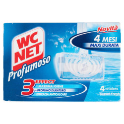 WC NET - TABLETA AROMÁTICA DE 3 EFECTOS, LIMPIADOR DE WC SÓLIDO DESINFECTANTE, OCEAN FRESH, 4 PIEZAS