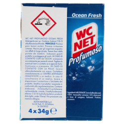 WC NET - TAVOLETTA PROFUMOSO 3 EFFECT, DETERGENTE IGIENIZZANTE SOLIDO WC, OCEAN FRESH, 4 PEZZI