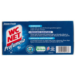 WC NET - TABLETA AROMÁTICA DE 3 EFECTOS, LIMPIADOR DE WC SÓLIDO DESINFECTANTE, OCEAN FRESH, 4 PIEZAS