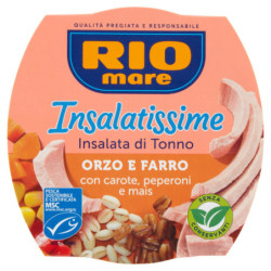 RIO MARE SALADS TUNA BARLEY AND SPELLED SALAD WITH CARROTS, PEPPERS AND CORN 160 G