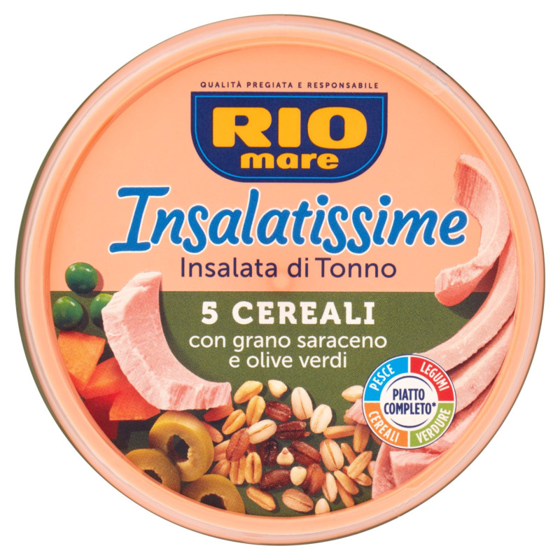 RIO MARE SALADS 5 GRAIN TUNA SALAD WITH BUCKWHEAT AND GREEN OLIVES 220 G