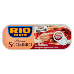 RIO MARE FILETTI DI SGOMBRO ALLA SICILIANA CON SUGHETTO DI POMODORINI E OLIVE 120 G