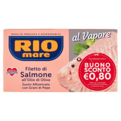 FILET DE SAUMON DE RIO MARE À L'HUILE D'OLIVE SAVEUR FUMÉE AUX GRAINS DE POIVRON VAPEUR 125 G