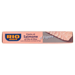 FILET DE SAUMON DE RIO MARE À L'HUILE D'OLIVE SAVEUR FUMÉE AUX GRAINS DE POIVRON VAPEUR 125 G