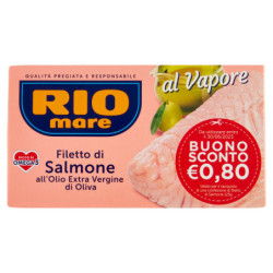 FILETE DE SALMÓN RIO MARE CON ACEITE DE OLIVA VIRGEN EXTRA AL VAPOR 125 G