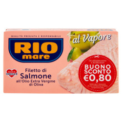 FILETE DE SALMÓN RIO MARE CON ACEITE DE OLIVA VIRGEN EXTRA AL VAPOR 125 G