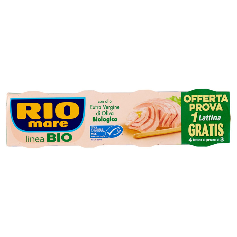 RIO MARE TUNA IN ORGANIC EXTRA VIRGIN OLIVE OIL 4 X 65 G