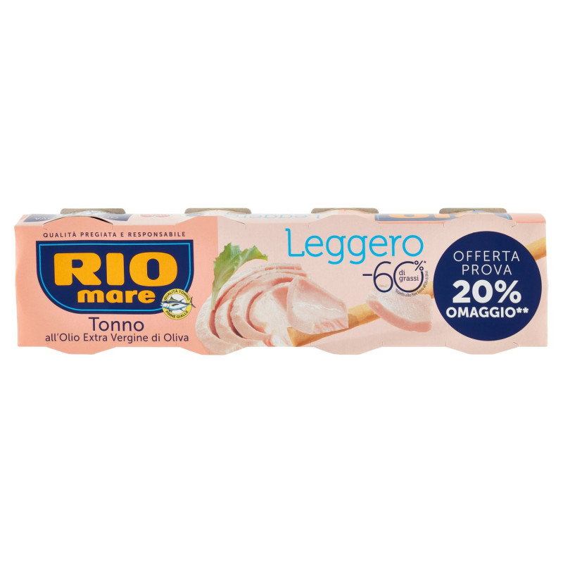 Rio mare Tonno all'Olio Extra Vergine di Oliva Leggero 4 x 60 g