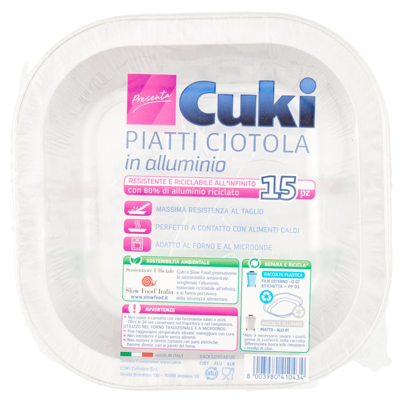 Cuki Presenta Piatti Ciotola in alluminio 15 pz