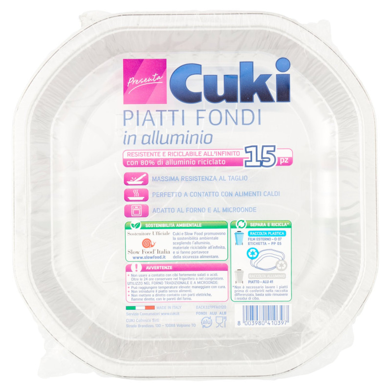 CUKI PRESENTA PIATTI FONDI IN ALLUMINIO 15 PZ