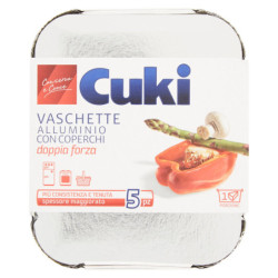 CUKI PRESERVES AND COOKS ALUMINUM TRAYS WITH LIDS 1 PORTION - 5 PCS (R31)