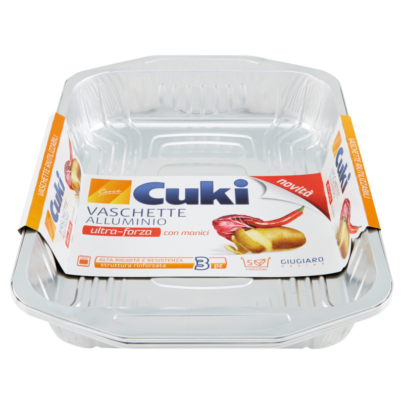 CUKI COOKS BANDEJAS DE ALUMINIO CON ASAS 5 PORCIONES - 3 UDS (RS85)