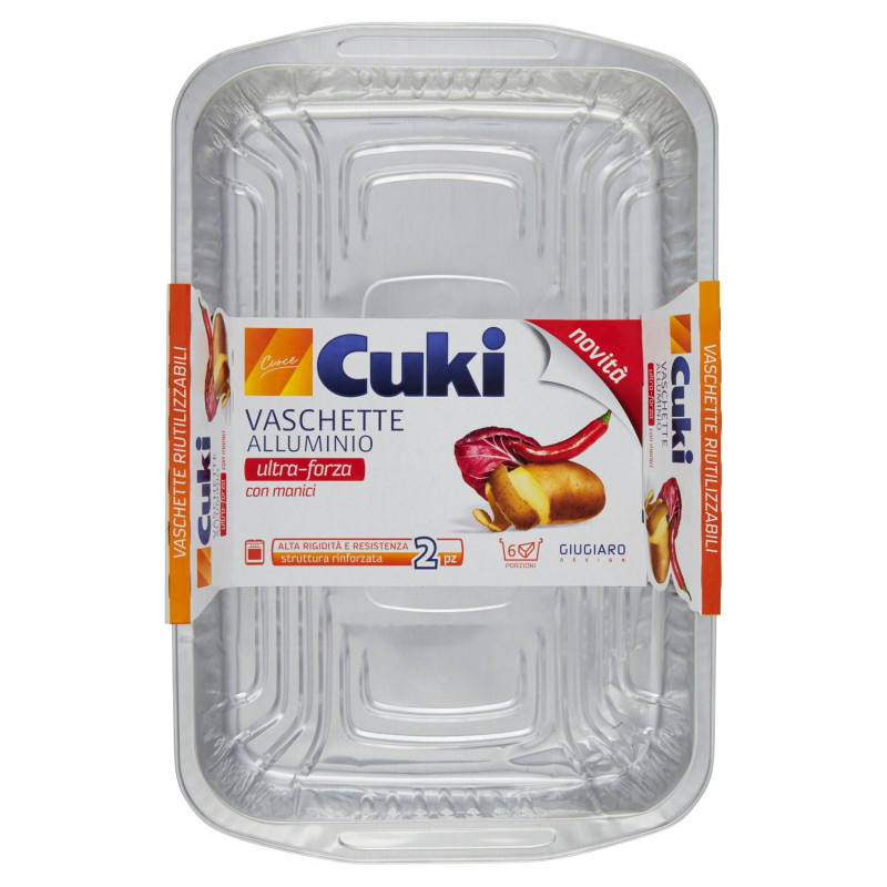 CUKI CUOCE VASCHETTE ALLUMINIO CON MANICI 6PORZIONI - 2 PZ (RS86)