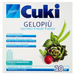 CUKI FREEZES GELOPIÙ BOLSAS PARA CONGELADOR 7 CAPAS TAMAÑO MUY GRANDE 35 X 50 CM 10 UNIDADES