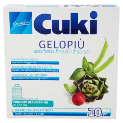 CUKI CONGELA GELOPIÙ SACCHETTI FREEZER 7 STRATI FORMATO GRANDISSIMO 35 X 50 CM 10 PZ