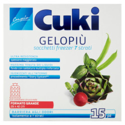 CUKI FREEZES GELOPIÙ BOLSAS PARA CONGELADOR 7 CAPAS TAMAÑO GRANDE 29 X 42 CM 15 UNIDADES