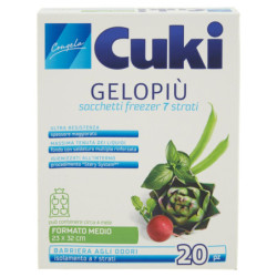 CUKI CONGELA GELOPIÙ SACCHETTI FREEZER 7 STRATI FORMATO MEDIO 23 X 32 CM 20 PZ