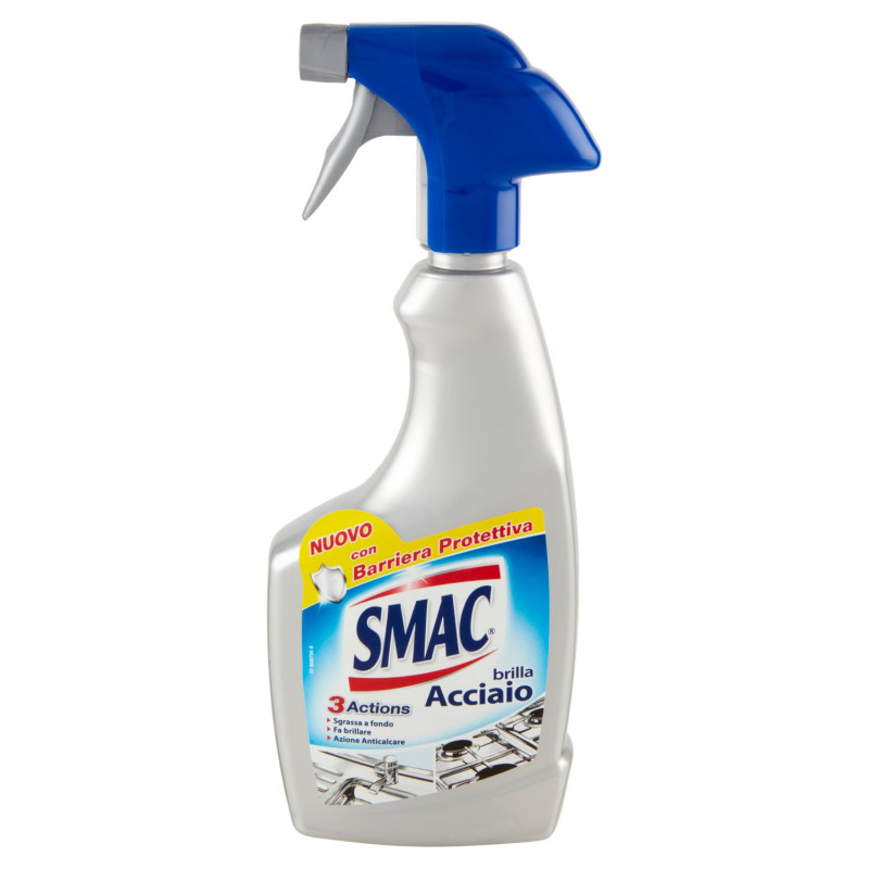 SMAC - BRILLA ACCIAIO SPRAY, DETERGENTE PER SUPERFICI IN ACCIAIO, AZIONE LUCIDANTE 520 ML