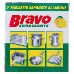 BRAVO DEGREASER 7 LEMON SOAP PADS FOR DISHES