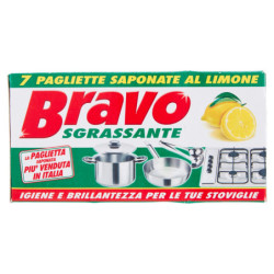 BRAVO DEGREASER 7 LEMON SOAP PADS FOR DISHES