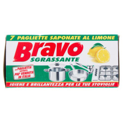 BRAVO DEGREASER 7 LEMON SOAP PADS FOR DISHES