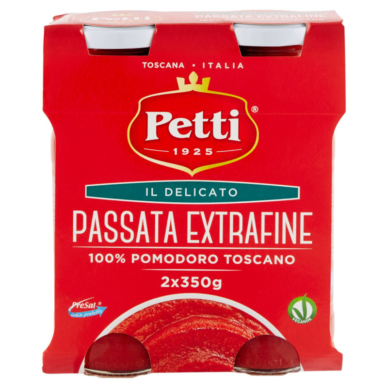 PASSATA DI POMODORO EXTRAFINE "IL DELICATO" PETTI - 2 X 350G - 100% POMODORO TOSCANO