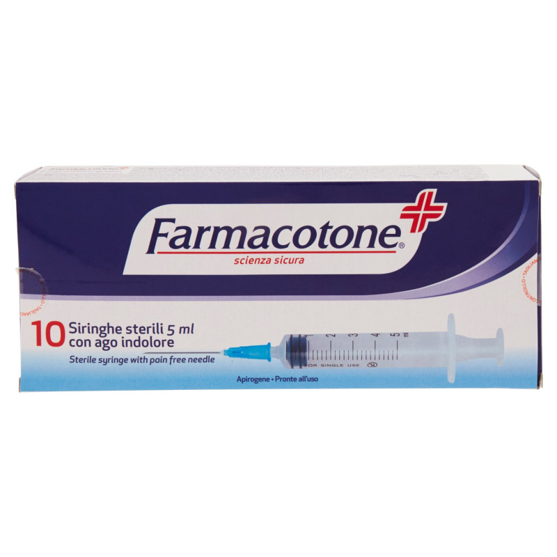 FARMACOTONE SIRINGHE STERILI 5 ML CON AGO INDOLORE 10 PZ