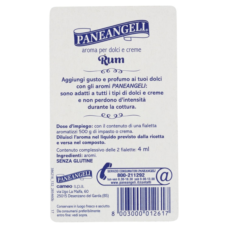 PANEANGELI FLAVOR FOR DESSERTS AND CREAMS RUM 2 VIALS 4 ML