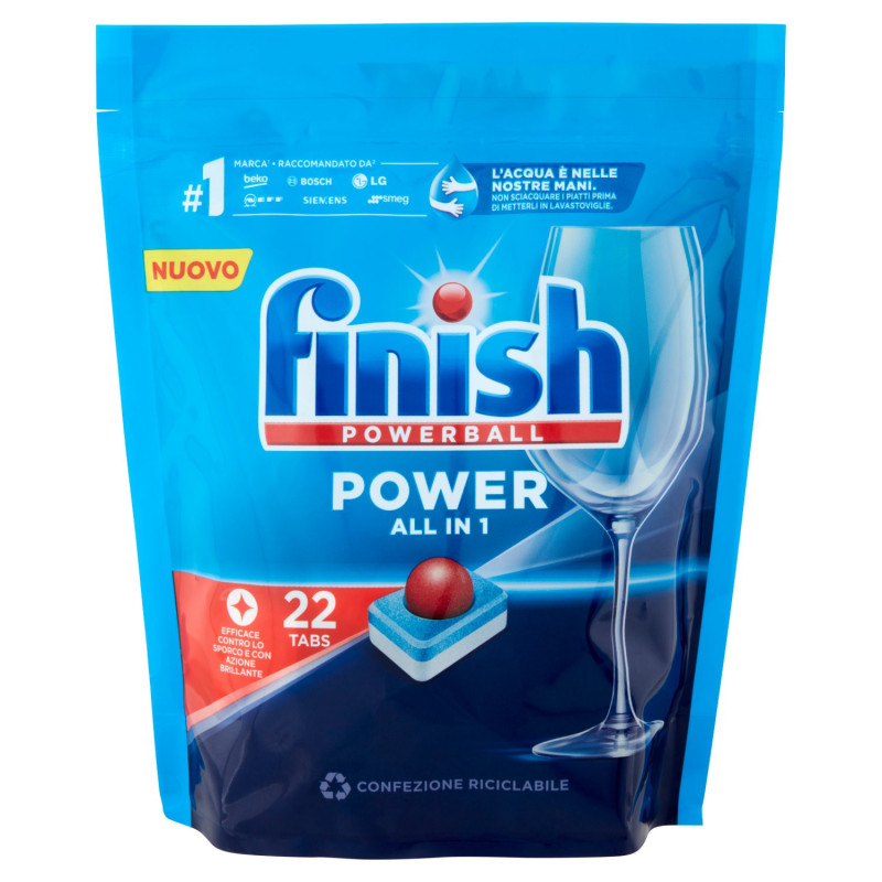 FINISH POWER COMPRIMÉS POUR LAVE-VAISSELLE RÉGULIER TOUT-EN-UN 22 LAVAGES 352 GR