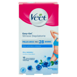 VEET EASY-GEL STRISCE DEPILATORIE PELLI SENSIBILI ASCELLE E ZONA BIKINI 16 PZ