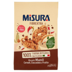 FIBREXTRA SIZE MUESLI BISCUITS WITH CEREALS, CHOCOLATE AND FRUIT 230 G