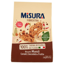 GALLETAS DE MUESLI TAMAÑO FIBREXTRA CON CEREALES, CHOCOLATE Y FRUTA 230 G