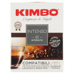 KIMBO INTENSO CAPSULE COMPATIBILI CON LE MACCHINE AD USO DOMESTICO LAVAZZA A MODO MIO* 10 X 7,5 G