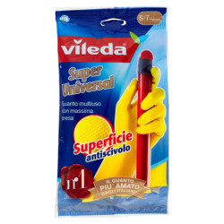 GUANTES VILEDA SUPER UNIVERSAL HOME EN LÁTEX, AGARRE SUPER ANTIDESLIZANTE, TALLA S