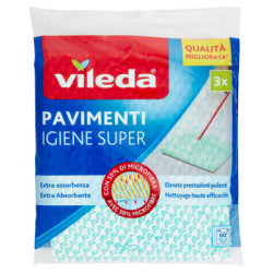 VILEDA HYGIENE SUPER – TÜCHER ZUR REINIGUNG ALLER BODENARTEN, MIT 50 % MIKROFASER, 3X 45X50 CM