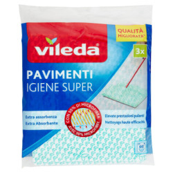 VILEDA HYGIENE SUPER - CLOTHS TO CLEAN ALL TYPES OF FLOORS, WITH 50% MICROFIBER, 3X 45X50 CM