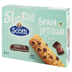 RISO SCOTTI SI CON RISO SENZA LATTOSIO BARRETTA CON RISO E GOCCE DI CIOCCOLATO 4 X 21,5 G