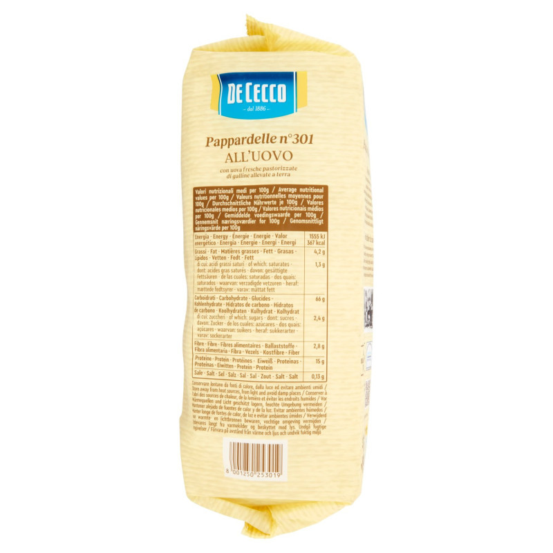 DE CECCO PAPPARDELLE N° 301 EGG 500 G