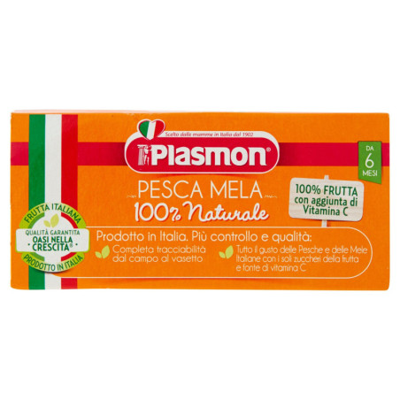 PLASMON MELOCOTÓN MANZANA HOMOGENIZADO 2 X 104 G