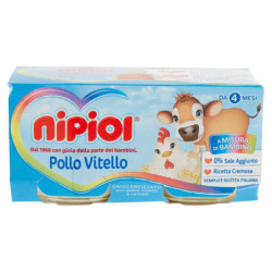 NIPIOL HOMOGENIZED CHICKEN AND VEAL WITH MEAT AND CEREALS 2 X 80 G