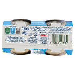 NIPIOL HOMOGENIZED TURKEY WITH MEAT AND CEREALS 2 X 80 G