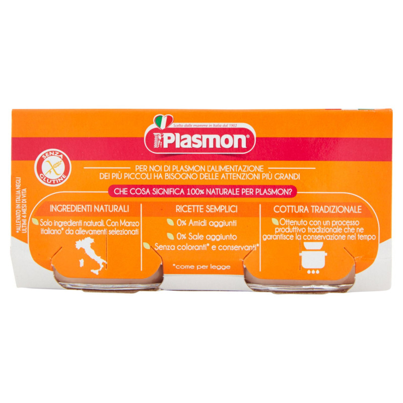 PLASMON HOMOGENISIERTES RINDFLEISCH MIT GETREIDE 2 X 80 G