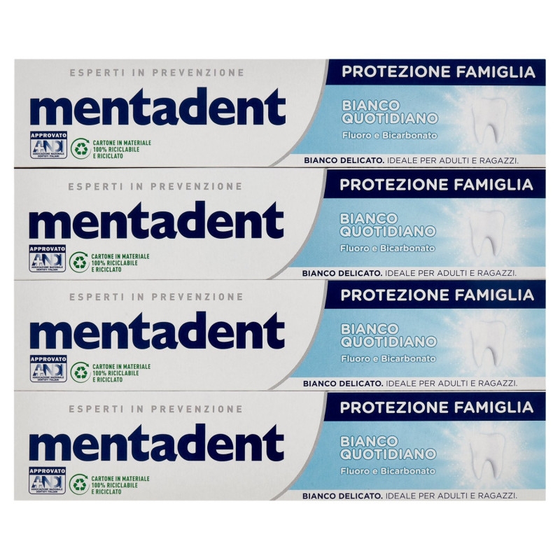 MENTADENT PROTEZIONE FAMIGLIA BIANCO QUOTIDIANO 4 X 75 ML