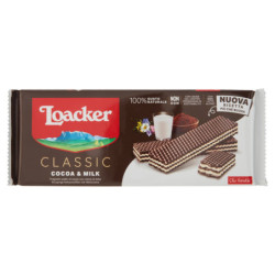 LOACKER WAFER CLASSIC COCOA & COCOA MILK WITH MILK CREAM 100% ALPINE WAFERS 175G