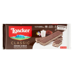 Loacker Wafer Classic Cocoa & Milk al cacao con crema al latte 100% alpino wafers 175g